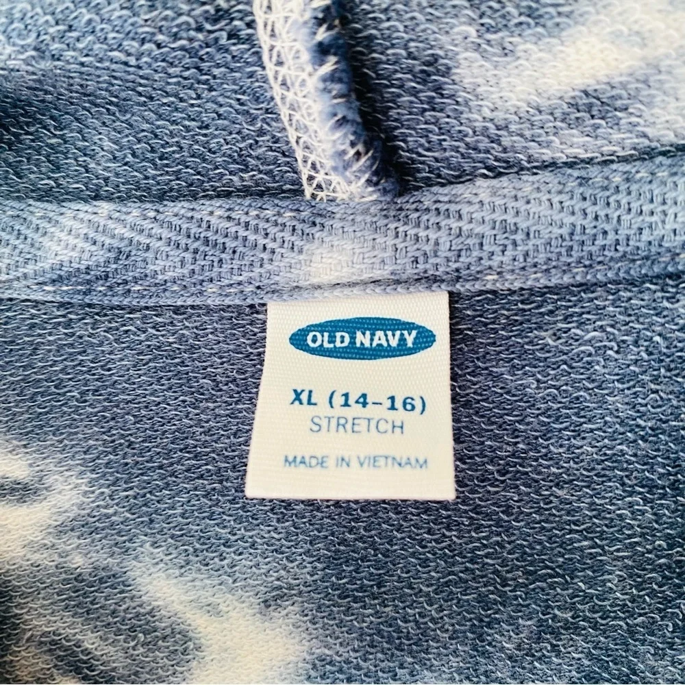 Old Navy Pullover Tie Dye Hoodie Blue/White Sz Youth XL 14-16